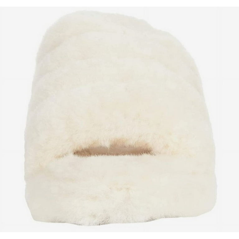 White fluffy ugg slides cheap