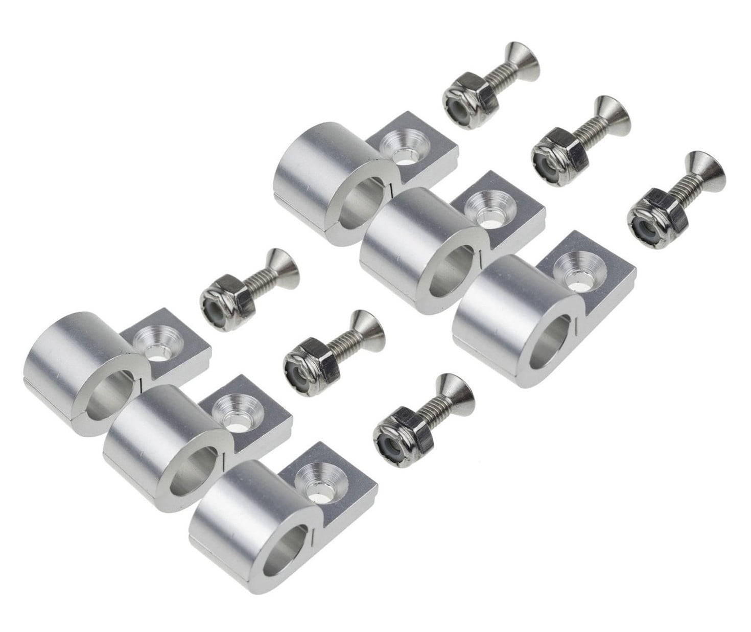 Red Horse Performance 320-14-5 1/4" Polished Aluminum Line Clamps - 6Pcs/Pkg