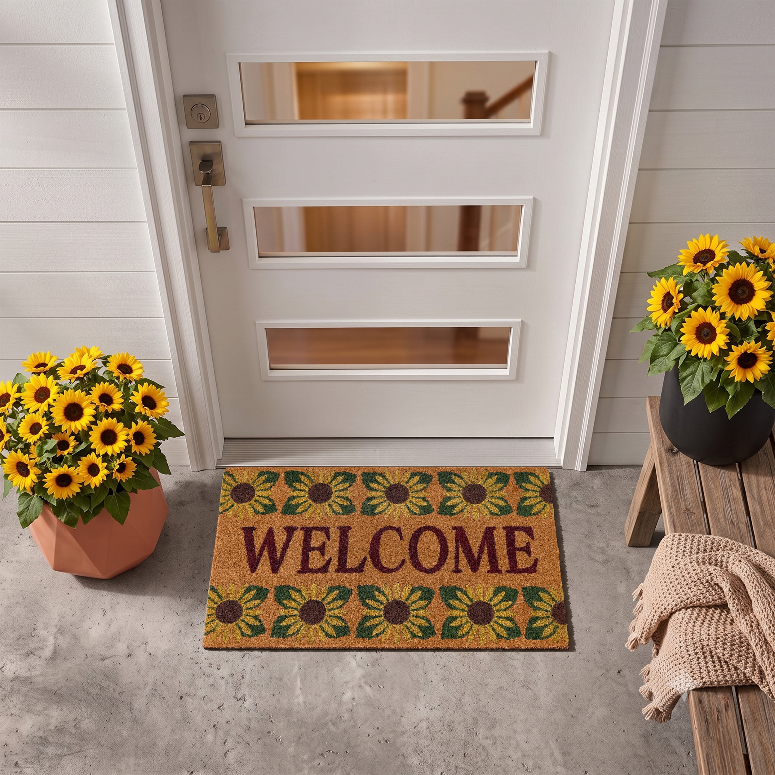 Printed Coir Mat 18x30 - Welcome Sunflower