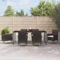 thumbnail image 1 of vidaXL 7 Piece Garden Dining Set with Cushions Black Poly Rattan, 1 of 5
