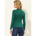 thumbnail image 4 of INSPIRE CHIC Blusa de punto de manga larga con cuello alto fruncido para mujer Verde XL, 4 of 5