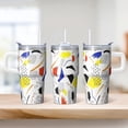 thumbnail image 2 of Double Wall 20oz Travel Tumbler with Handle and Straw, Geometric Design Stainless Steel Insulated Coffee Mug, 2 of 5