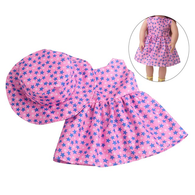 sin mangas mano de muñecmericana con sombrero 18 pulgadas chica fiesta trajes, ropa de moda, sensación suave - Patrón 1 Baoblaze Vestido de muñeca de 18 pulgadas