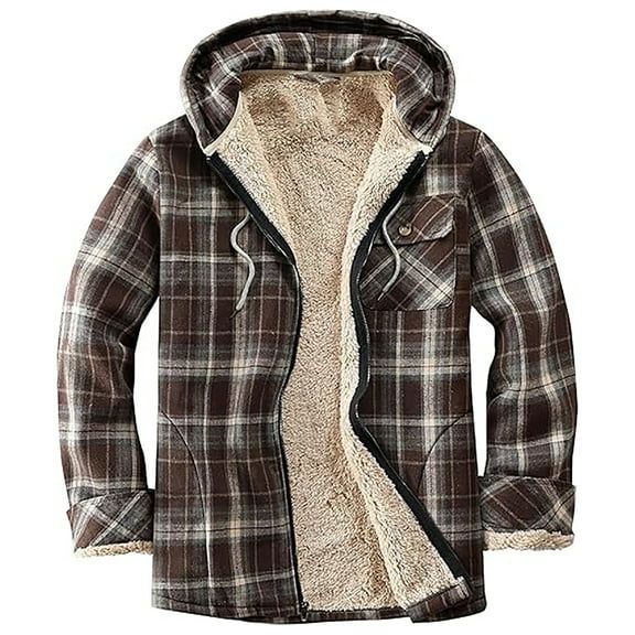 Jackets for Women Long Sleeve Lightweight Full Zip Fleece Flannel 2025 Fall Coat Brown S-2XL
