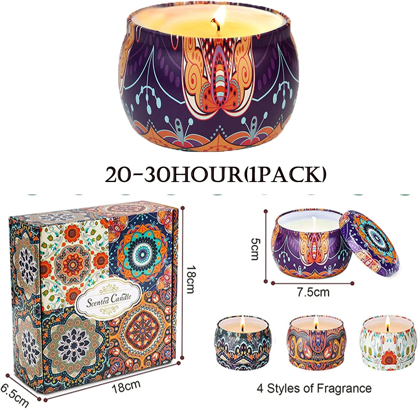 Oshine 4-Pack Scented Soy Candles, Natural Fragrance photo 3