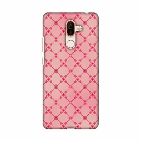 Hard Mesh Plastic Case - Nokia 7 Plus Case - Tribal mesh- Airbrushed pink, Hard Plastic Back Cover, Slim Profile Cute Printed Designer Snap on Case with Screen Cleaning Kit