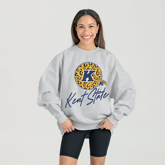 Women's Gameday Couture Ash Kent State Golden Flashes Premium Fleece Pullover Sweatshirt