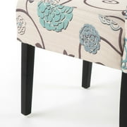 Noble House Asher Indoor Fabric Dining Chairs, Set of 4, Beige,Blue,Espresso