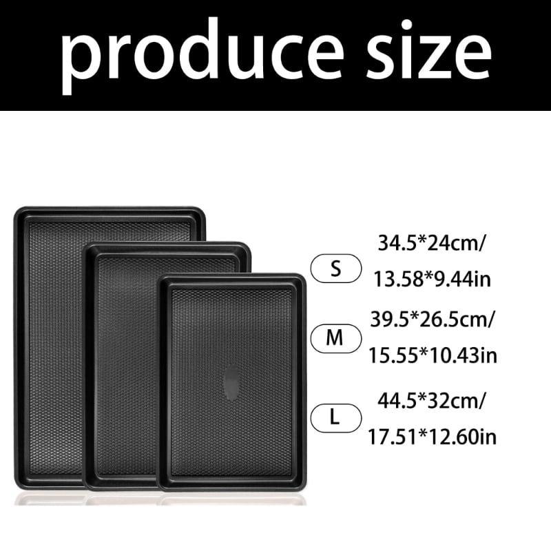 【3-Pack】Carbon Steel Baking Sheets Set for Oven, Perfect for Baking Bread, Cakes & Roasting for Home Kitchen