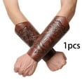 thumbnail image 1 of Muñequera de cuero sintético con forma de guantelete y brazalete ancho, brazaletes medievales para accesorios fotográficos Marrón, 1 of 10