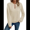thumbnail image 1 of Sudadera de Cuello en V para Mujer, Larga, Estilo Jersey Albaricoque XL, 1 of 5