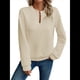 thumbnail image 1 of Sudadera de Cuello en V para Mujer, Larga, Estilo Jersey Albaricoque XXL, 1 of 5