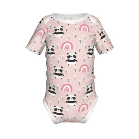 

Adobk Cute Cartoon Panda Print Baby Climbing Clothes Jumpsuit Rompers Classic Rompers Child Short sleeve Bodysuits-9M