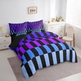 thumbnail image 3 of Castle Fairy Minimalist Rectangle 7 Pieces Bedding Comforter Set for Teens,Plaid Lattice Full Bedding Set Lightweight,Geometric Theme Fitted Sheet Flat Sheet,Ultra Soft Home Decor, 3 of 8