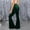 Dark Green, variant on High Waist Flared Pants Velvet Trousers With Shine Slim Fit Casual Comfortable Palazzo Bottoms Women's Lounge Pants Purple S