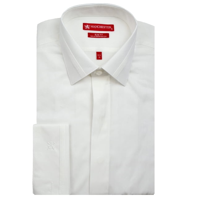 Manchester Camisa de Etiqueta Slim Fit Blanco, 16.5" Cuello 33" Manga Manchester 51078T