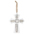 thumbnail image 2 of Dicksons Raised Floral Detain Cross with Burlap Hanger, White Wash/Brown 6.25 x 4.75 Inch Resin Wall Art Plaque, 2 of 2