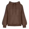 thumbnail image 5 of Sweatshirts for Women Trendy Graphic Fall Loose Hooded Long-sleeved Dolman Off the Shoulder Hoody Plain Pullover Cotton Sweatshirt Pullover(Coffee,M), 5 of 6