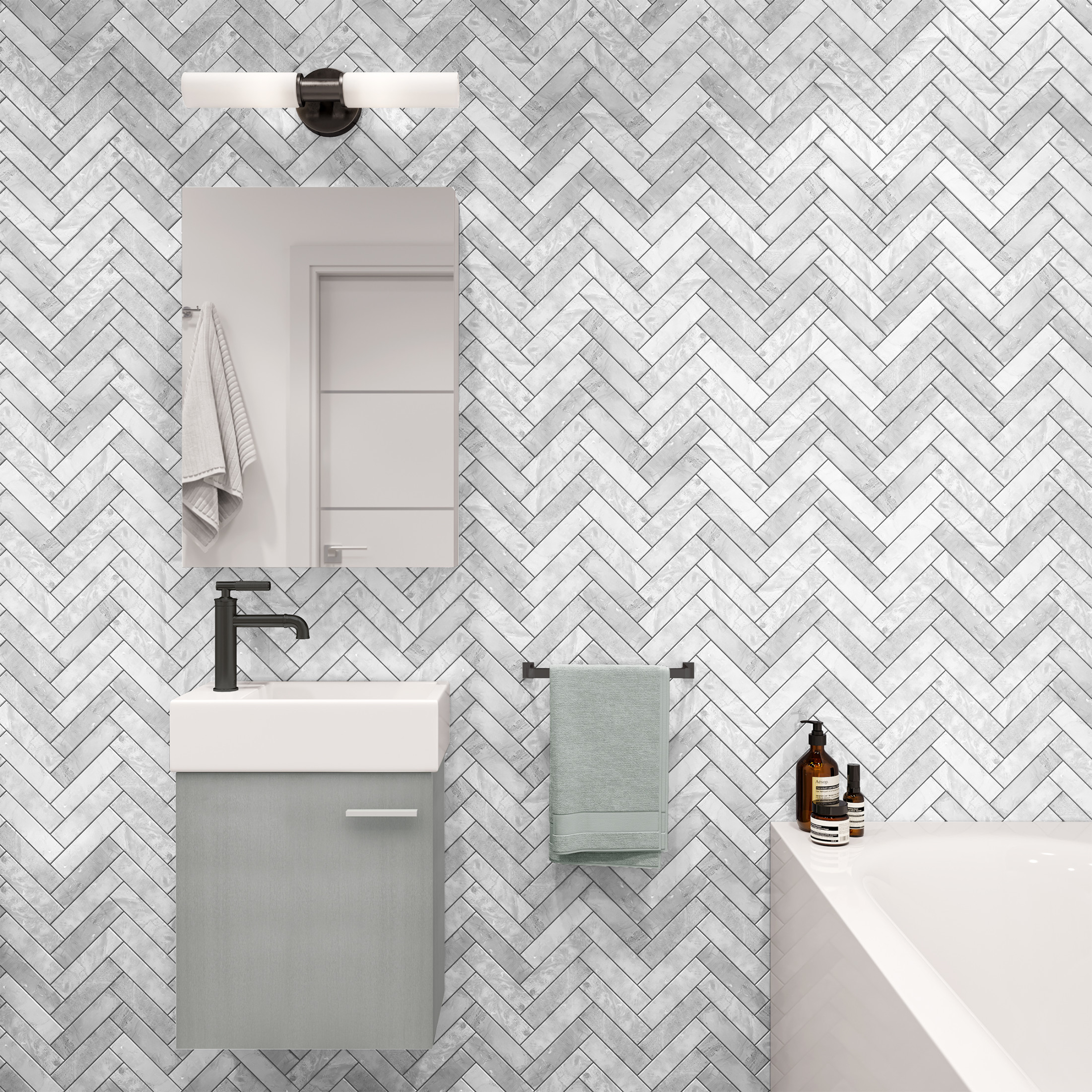 Colmer 18 Single, Brushed Gray, One Cabinet, Bathroom Vanity