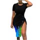 thumbnail image 1 of Vestido con cordón estampado de cuello redondo y manga corta de verano para mujer Pompotops ghjkhdj12362, 1 of 5