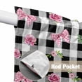 thumbnail image 4 of Valentine's Day Swag Valances for Windows, Kitchen Curtains 36 Inch Length 2 Panels Set, Spring Roses Pink Bows Black White Plaid Short Curtains for Small Windows Rod Pocket Cafe Curtains 28"x36", 4 of 8