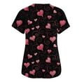 thumbnail image 5 of Stichou Women's Valentines Scrub Tops Plus Size Love Heart Graphic Holiday Short Sleeve Working Uniforms Soft V-Neck Workout T Shirts with Pockets Pink 2XL, 5 of 6