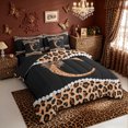 thumbnail image 2 of Manfei Leopard Print Letter C Bow Twin Bedding Sets, Fashion Diamond Bedding Comforter Set for Girls Women, Black Reversible, 7pcs, 2 of 7
