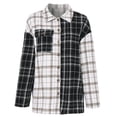 thumbnail image 1 of Camisa a cuadros de franela para mujer, camisa con botones de gran tamaño, parte superior de la camisa Adepaton BST3008922-2, 1 of 7