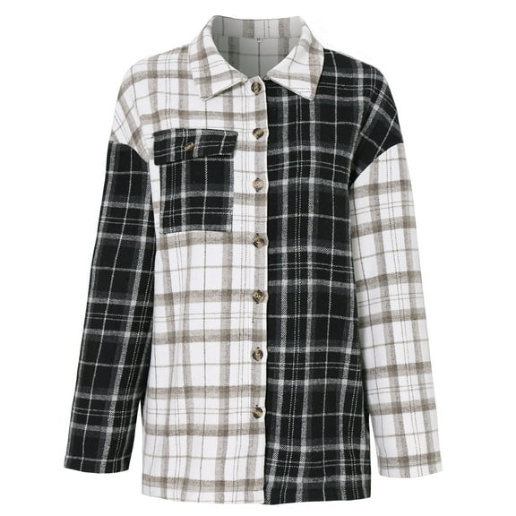 Womens Flannel Plaid Shirts Oversized Button Down Shirts Blouse Tops,,L,