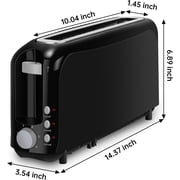 2-Slice Slim Toaster, 6 Shade Settings with Cancel, Reheat & Defrost, 10 Long Slot, Auto Shut off, Removable Crumb Tray, Black