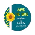 thumbnail image 1 of Darling Souvenir Round 45 Pcs Sunflower Save The Date Stickers Wedding Personalized Bride Groom Names And Date Envelope Seals - Teal Blue, 1 of 4