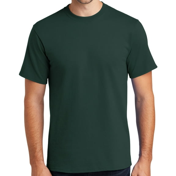 Mens Heavyweight Rugged 100% Cotton Tee Shirt, 2XL Forest Green