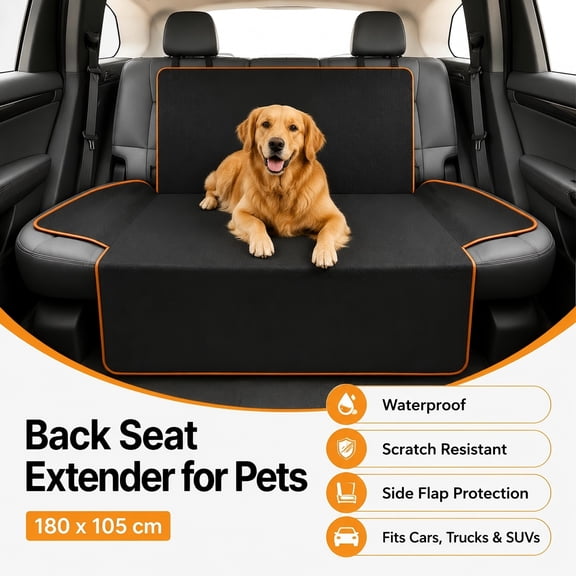 71x41" Waterproof Dog Car Seat Cover with Side Flaps, Heavy-Duty Scratch-Proof Pet Hammock for Back Seat, Non-Slip Trunk Cargo Liner for SUV and Truck, Dirt-Resistant Washable Mat