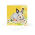 thumbnail image 5 of 3drose, Calico Bunny Rabbit with Daisy Flowers and Three Easter Eggs, Happy Easter, 6 Greeting Cards with Envelopes, 5 of 7