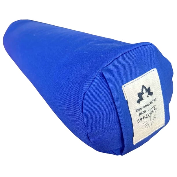 Bolster para Yoga Azul Orgánico 62x16cm Cojín Cilíndrico para Restorative Yoga, Meditación, Pilates y Estiramientos Funda Lavable Hecho a Mano con Materiales Naturales