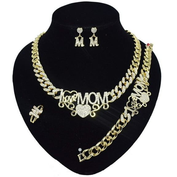 JoeytheJewelryNY HUGS &KISSES mom Cuban link set gold Plated #92