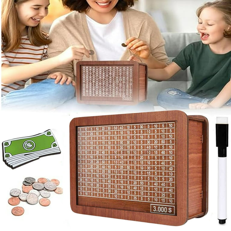 IMossad Cash Vault Wooden Savings Box, Wooden Cash Money Saving
