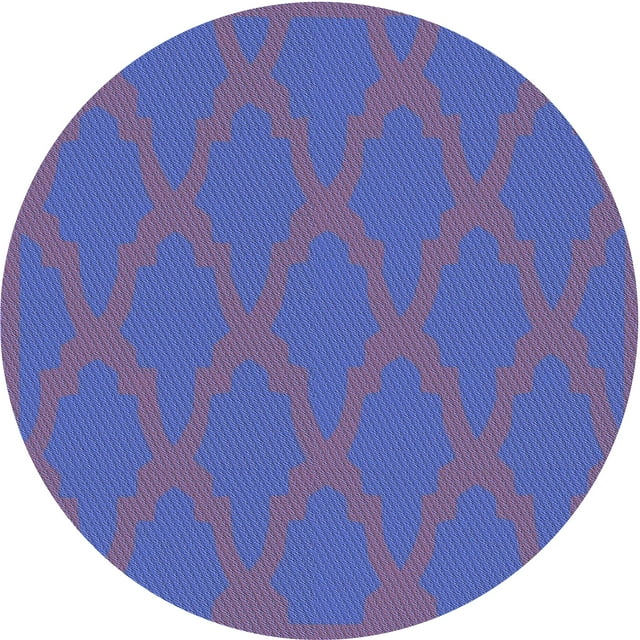 Ahgly Company Tapis Rond Lavable en Machine Intérieur Transitionnel Bleu Ardoise Clair, 6 Pieds Rond