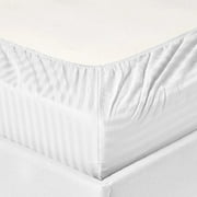 Hotel Luxurious 1200 Thread Count 100% Egyptain Cotton 4-Piece Deep Pocket Stripe Sheet Set (King, White)