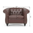thumbnail image 4 of Chesterfield Sofa Leather,PU Leather Rolled Arm Chesterfield Single Sofa,Mid Century Upholstered Sofa Couch with Rolled Arms and Nailhead Trim Decoration for Living Room Bedroom Office,Dark Brown, 4 of 7