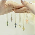 thumbnail image 3 of QVVWOPQ Diamond Cross Necklace, 14k Gold-Plated September Birthstone Jewelry, 3 of 6
