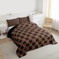thumbnail image 3 of Manfei Brown Rhombus Pattern Queen Comforter Set,Modern Abstract Geometric Bedding Sets,Minimalism Style Bedding Comforter Set For Girls Boys,Luxury Bedroom Decor Reversible,3-Piece, 3 of 8