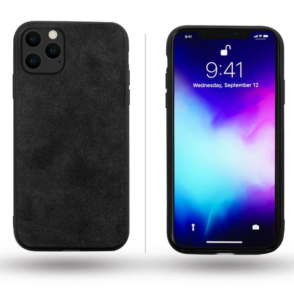 Xotic Tech Luxury Black Super Slim Leather Alcantara Suede Durable Protective Cover Case for Apple iPhone 11 Pro