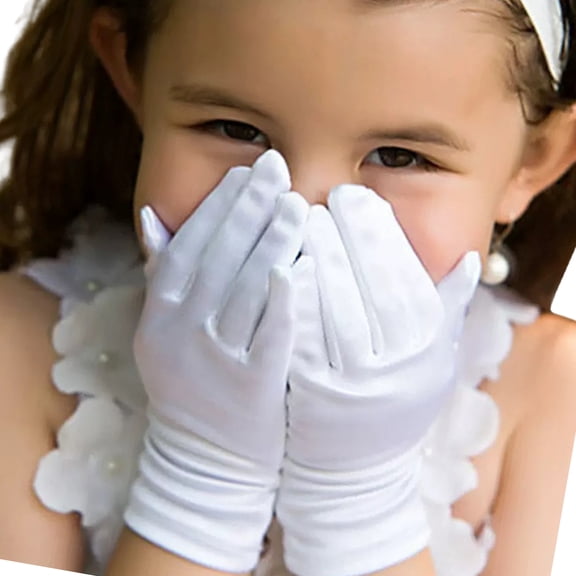 Comfys Princess-Themed White Gloves for Kids, Ideal for Photo Shoots, Recitals & Birthday Party Outfits