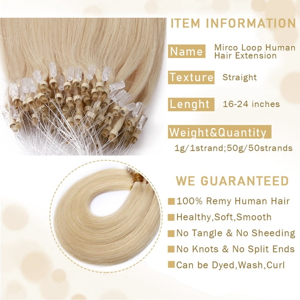 24 Inch Human Hair Micro Loop Extensions 50 Strands Brazilian Remy Amazon.com : Short Loose Natural Wave Micro Loop Ring Hair  main image 3
