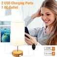 thumbnail image 2 of Luniquz Bedside Lamp, Touch Control Table Lamp with USB A+C Charging Ports & AC Outlet 3-Way Dimmable Nightstand Lamp with Linen Fabric Shade for Bedroom Living Room with Light Bulb Gray, 2 of 7