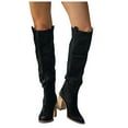 thumbnail image 4 of Willtoo Women's Thigh High Boots Fashion Casual Suede Over The Knee Block High Heels Long Sexy Pointed Toe Tall Boots for Women Ladies Black US-9（EU-42）, 4 of 9