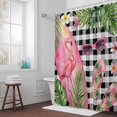 thumbnail image 3 of Summer Ocean Pink Surfboard Bathroom Shower Curtain, Beach Slippers Flower Palm Leaf Black Plaid Waterproof Washable Soft Bath Curtain for Bathtub Decor with 12 Hooks&Grommet, 72x72 Inch, 3 of 9