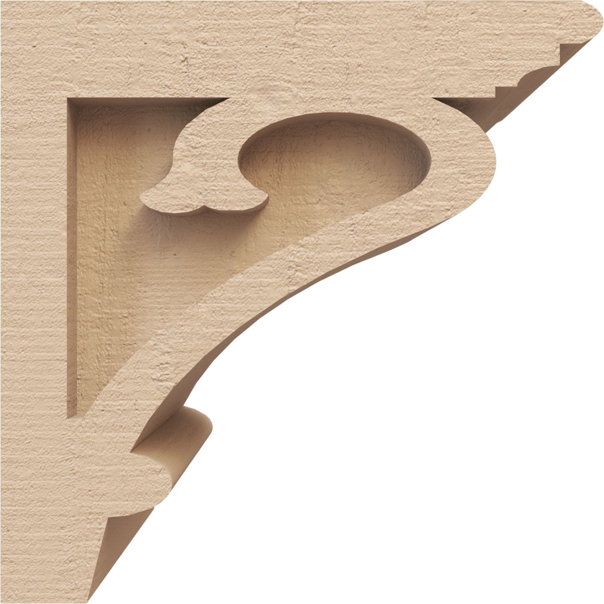 5"W x 5"D x 5"H Wide Mayflower Rough Cedar Woodgrain TimberThane Corbel, Primed Tan