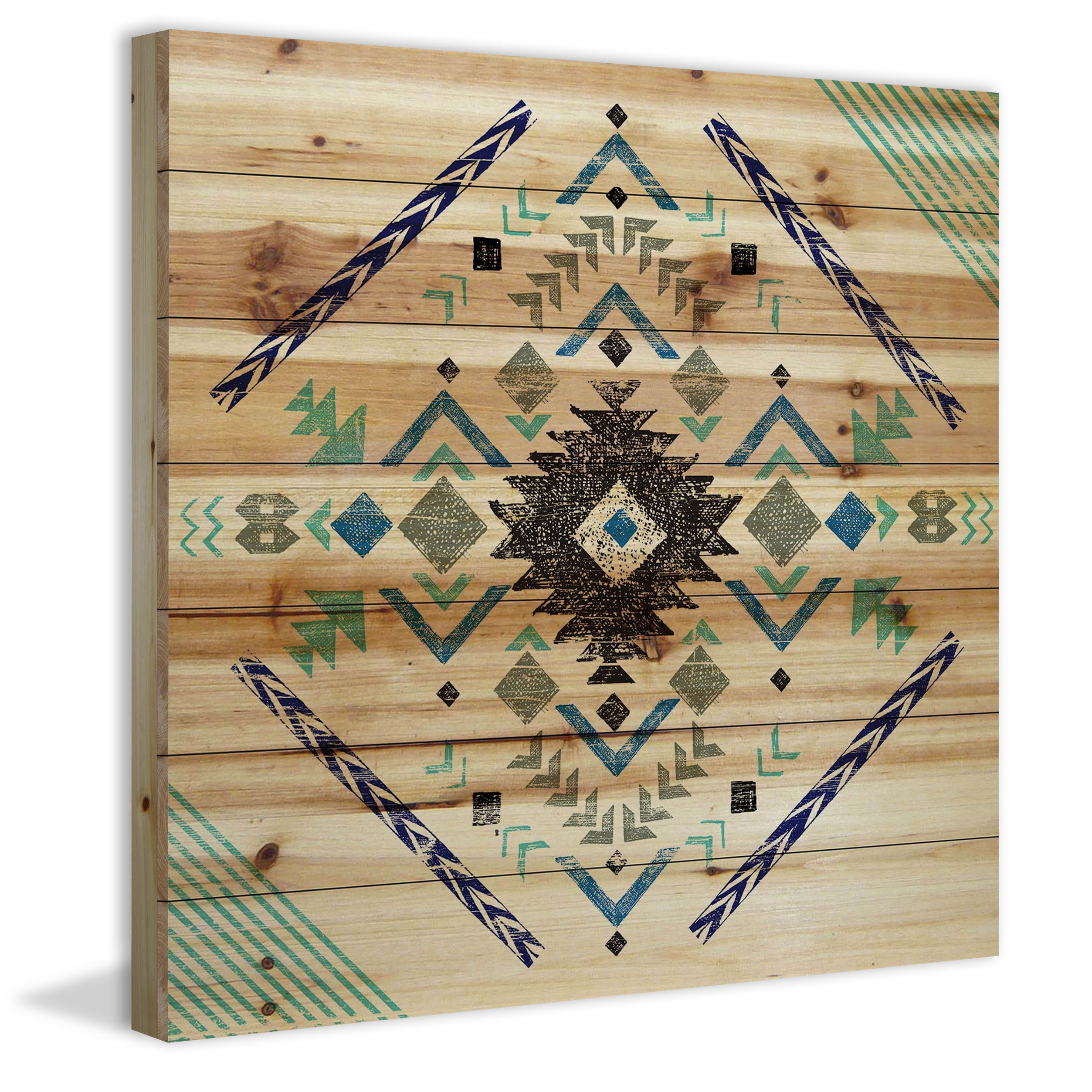 Marmont Hill - "Pretty Pattern" Painting Art Print On Natural Pine Wood, 40.0" x 1.5"